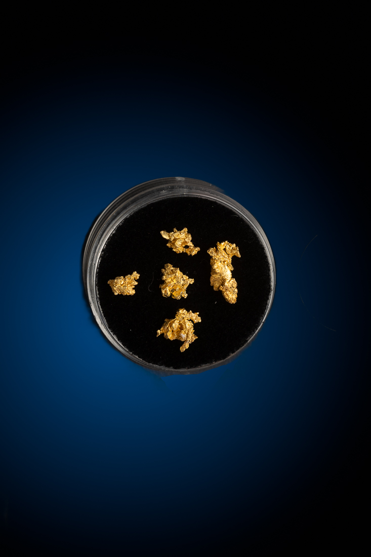 (image for) Five Brilliant Gold Specimens from Round Mountain, NV - 0.95 grams